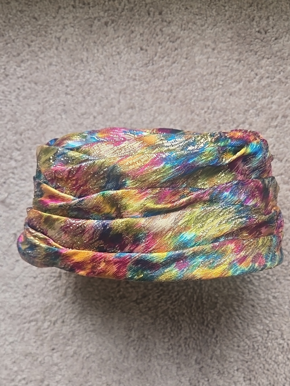 Vintage Rainbow Metallic Netted 1950's-60 Pillbox Hat